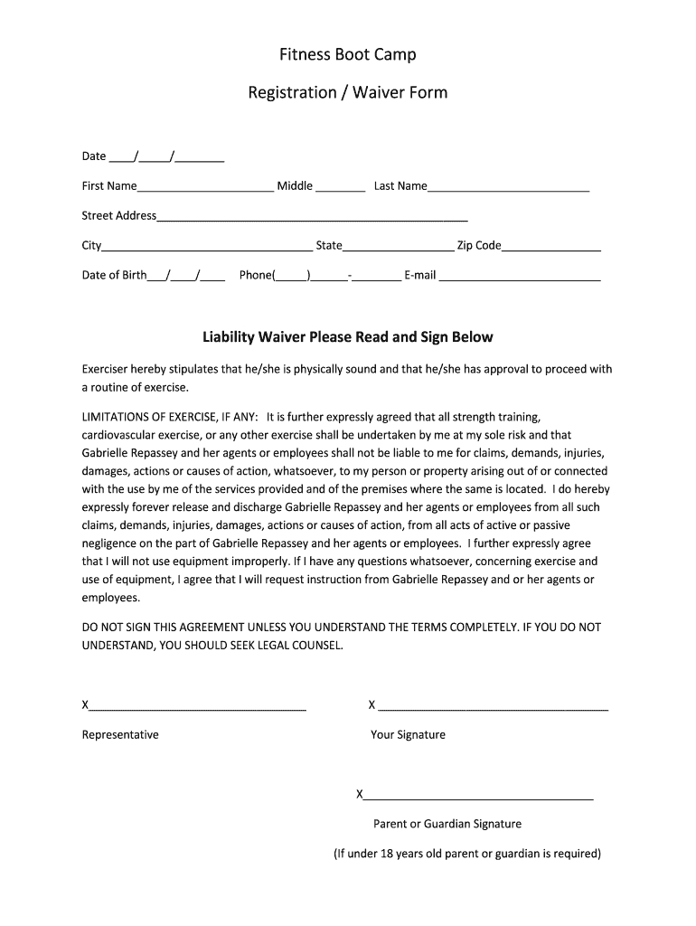 Boot Camp Form – Fill Online, Printable, Fillable, Blank Inside Camp Registration Form Template Word