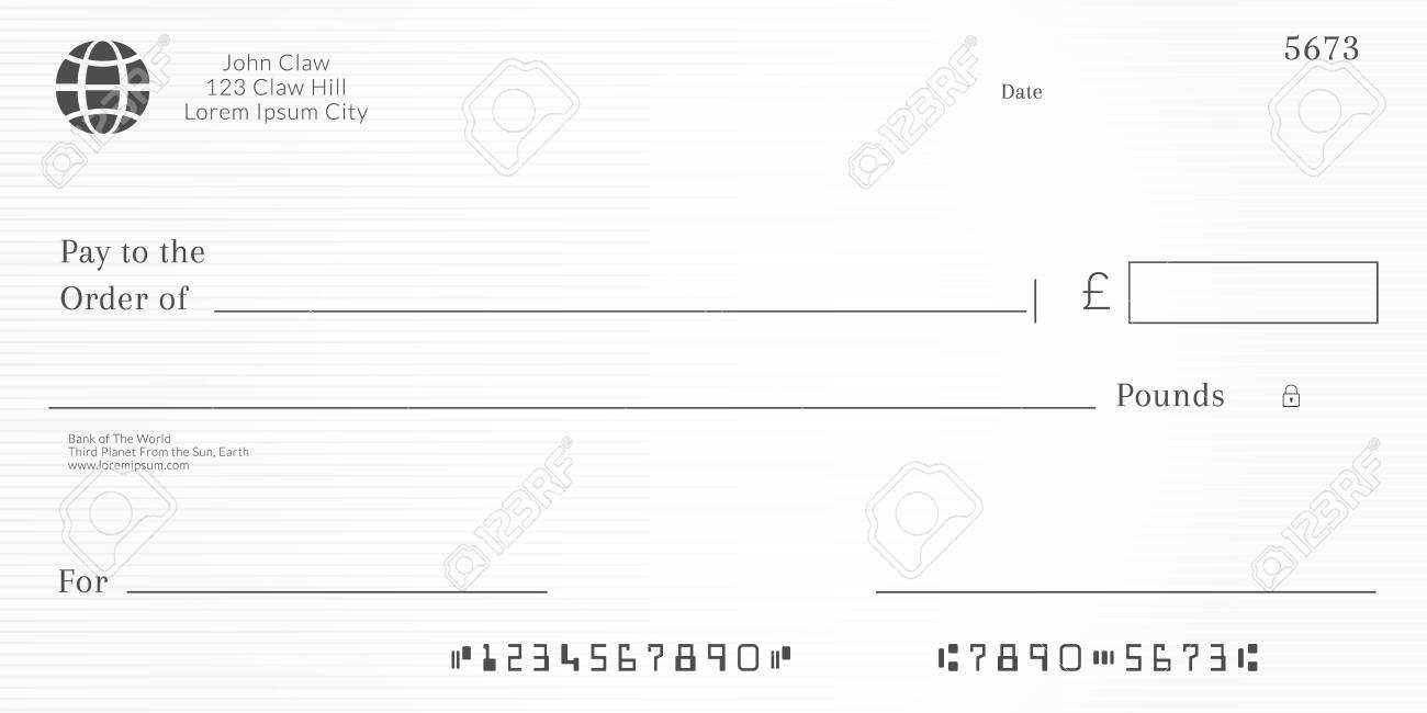 British Checkbook Page. Bank Check Template With Pound Currency Pertaining To Blank Cheque Template Download Free