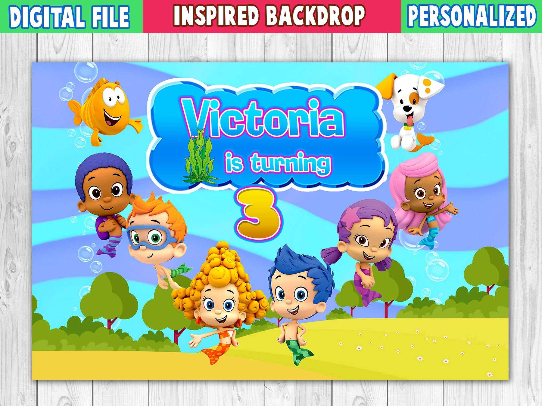 Bubble Guppies Backdrop, Bubble Guppies Backdrop Banner Birthday, Bubble  Guppies Backdrop Party Decoration, Digital Printable For Bubble Guppies Birthday Banner Template