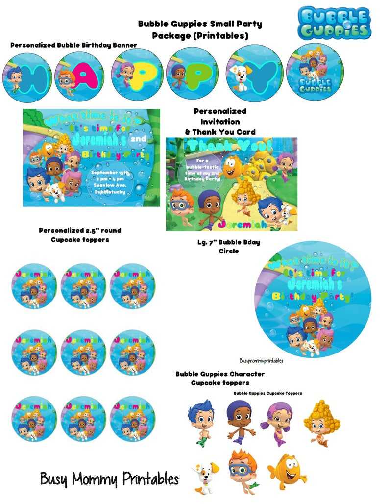 Bubble Guppies Party Package/ Bubble Guppies Birthday/ Personalized/digital  Download With Bubble Guppies Birthday Banner Template