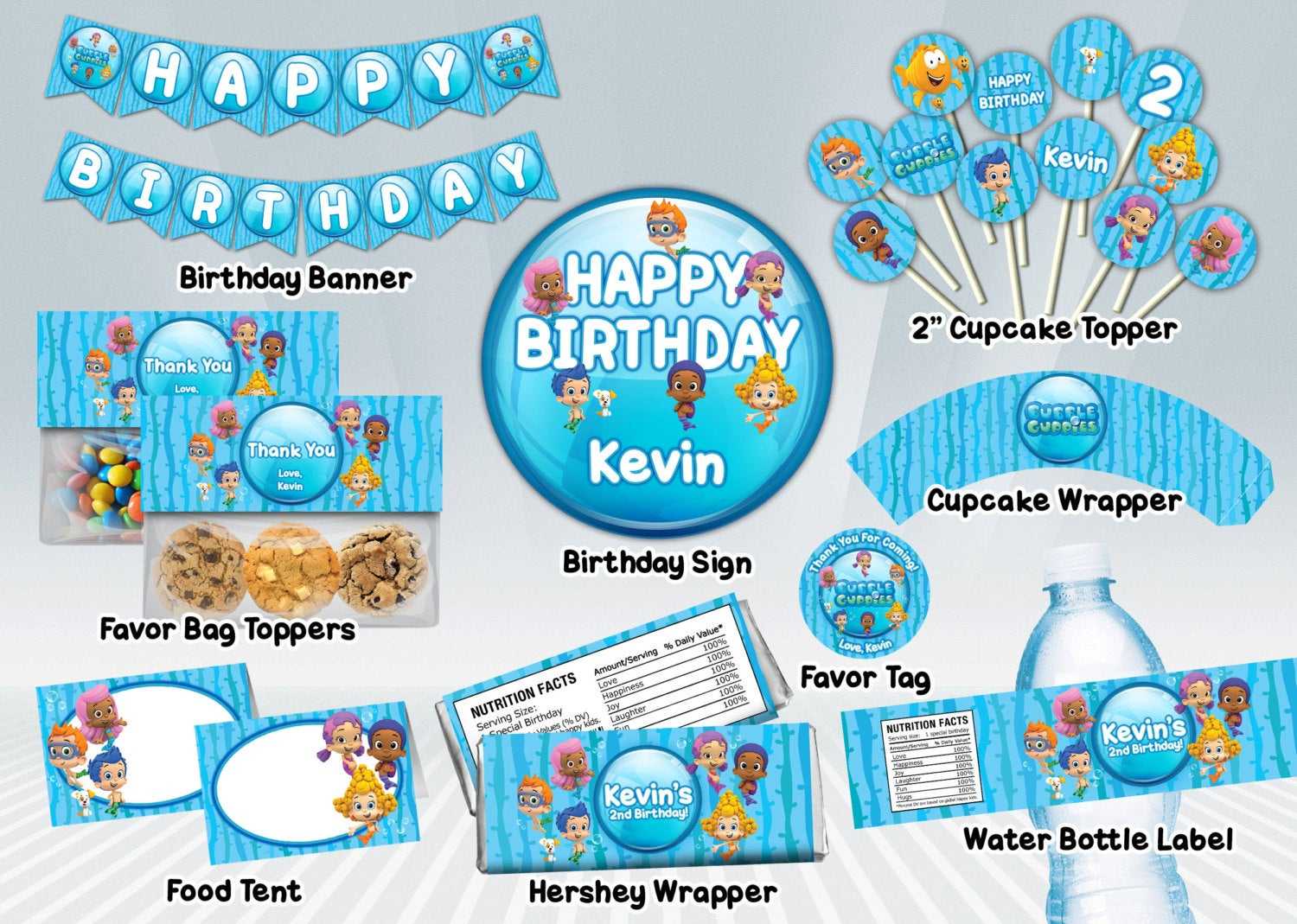 Bubble Guppies Printable Party Package – Blue Or Pink Inside Bubble Guppies Birthday Banner Template