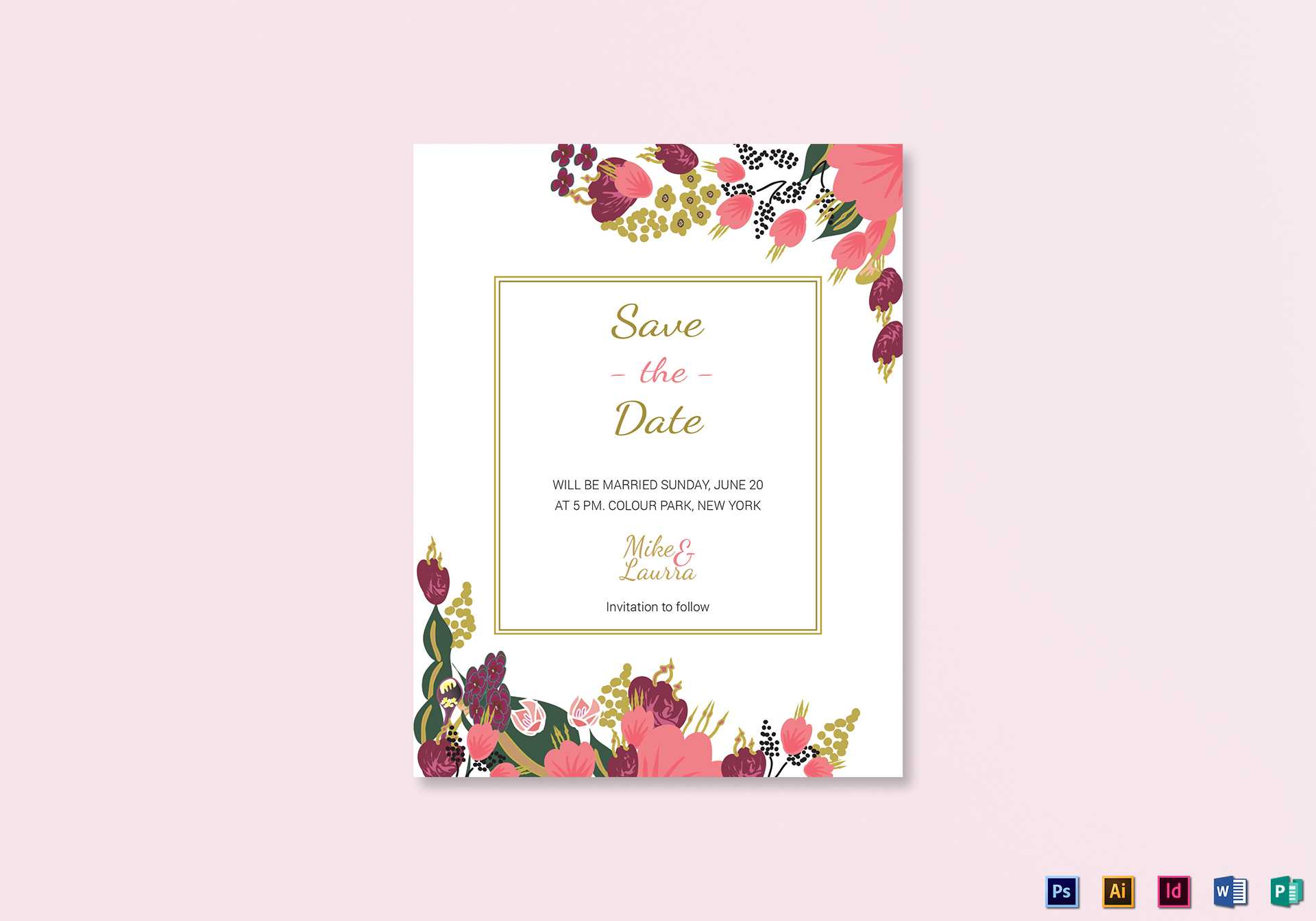Burgundy Floral Save The Date Template With Save The Date Template Word