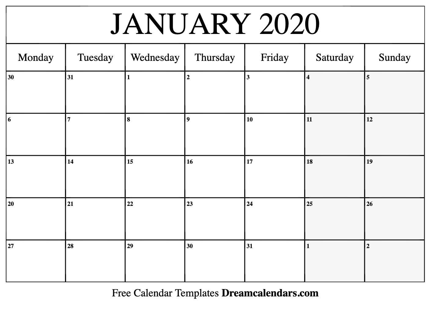 Calendar Template 2020 Monthly – Karan.ald2014 Inside Full Page Blank Calendar Template