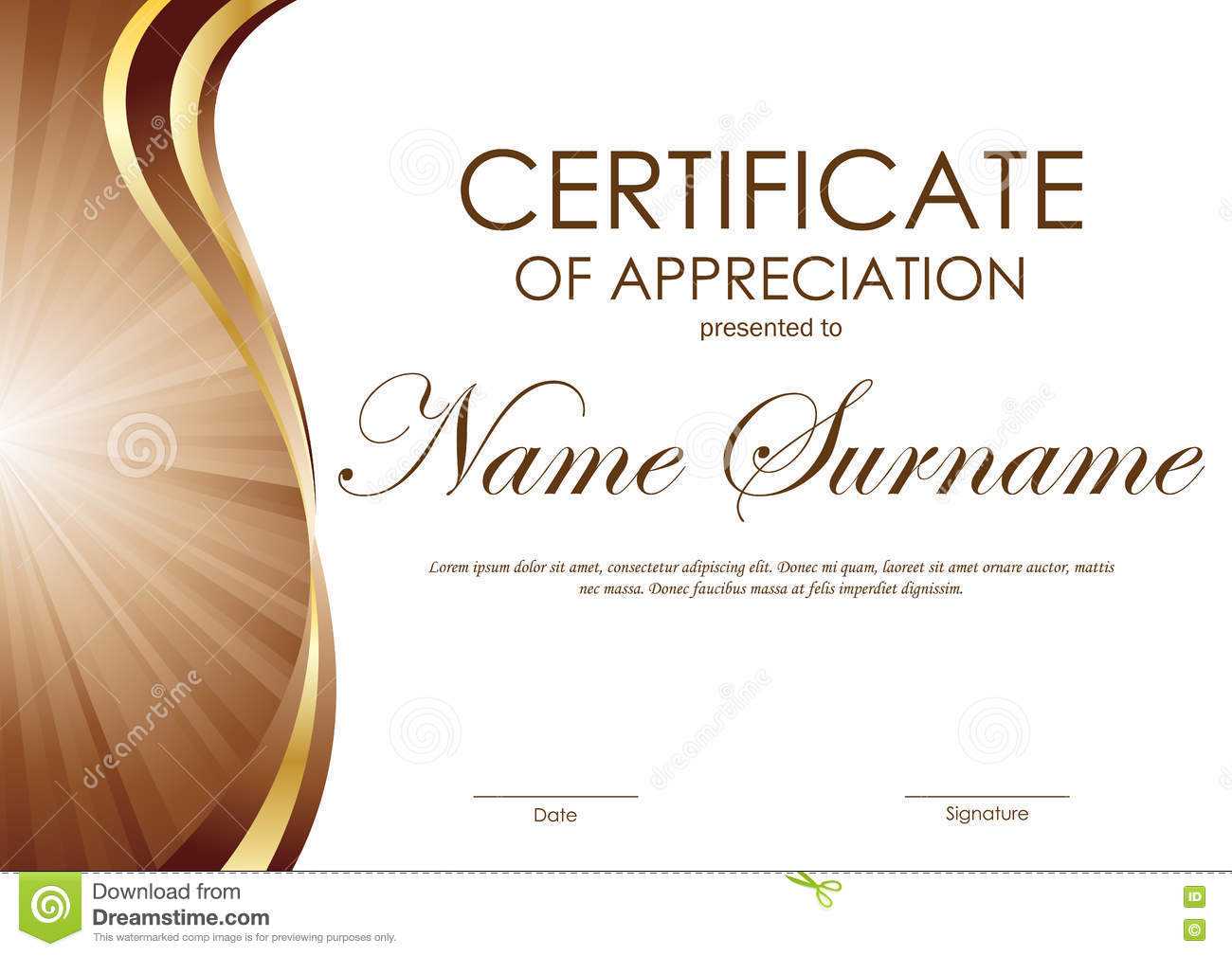 Certificate Of Appreciation Template Stock Vector Pertaining To Certificate Templates For Word Free Downloads