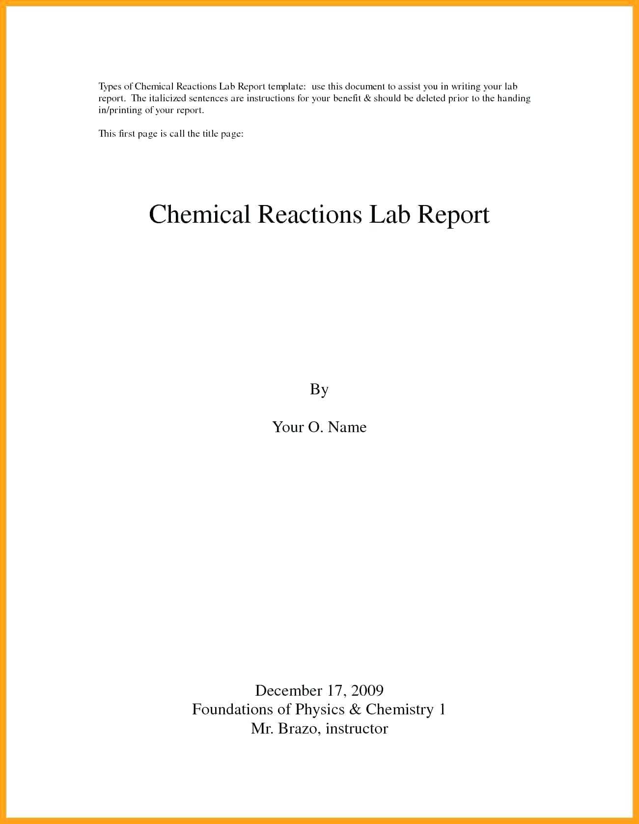 Chemistry Lab Report Template Word – Heartwork For Lab Report Template Word