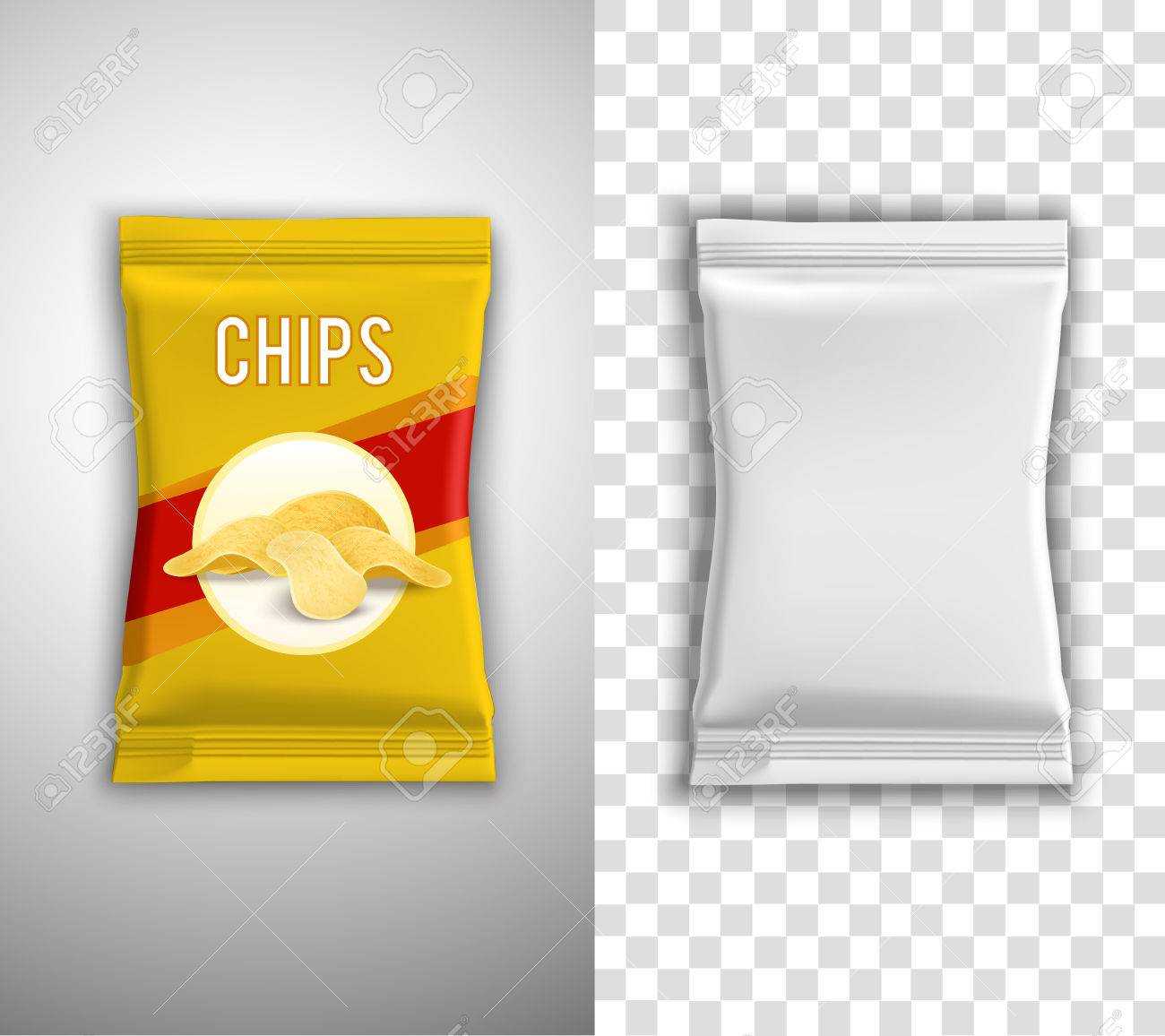 Chips Realistic Packaging Design With Blank White Template And.. Throughout Blank Packaging Templates