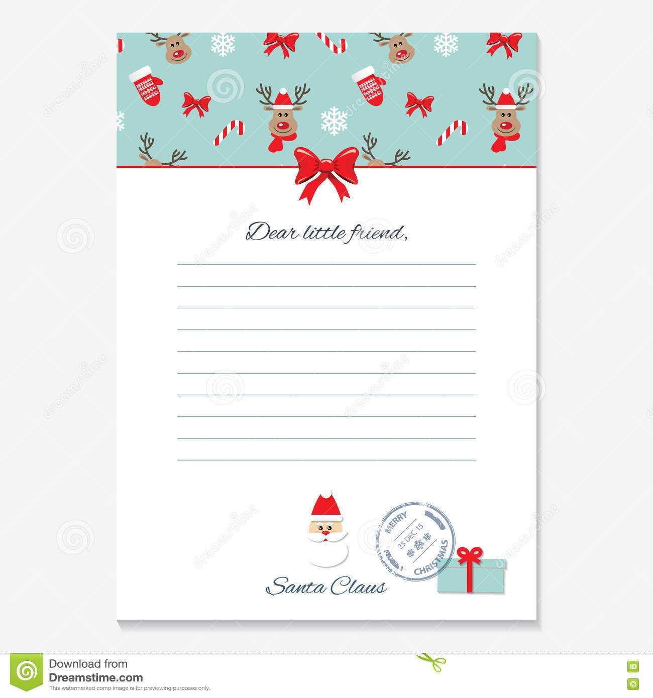 Christmas Letter From Santa Claus Template. Stock Intended For Blank Letter From Santa Template
