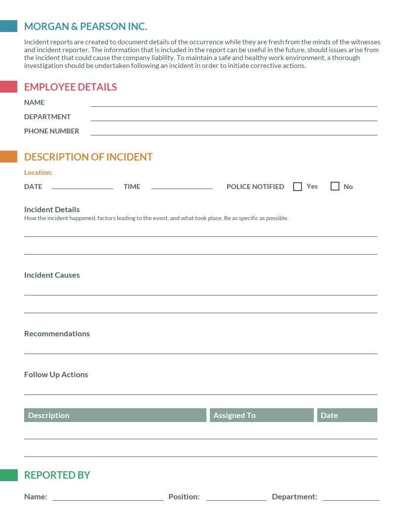 Clean Incident Report Template For Incident Summary Report Template