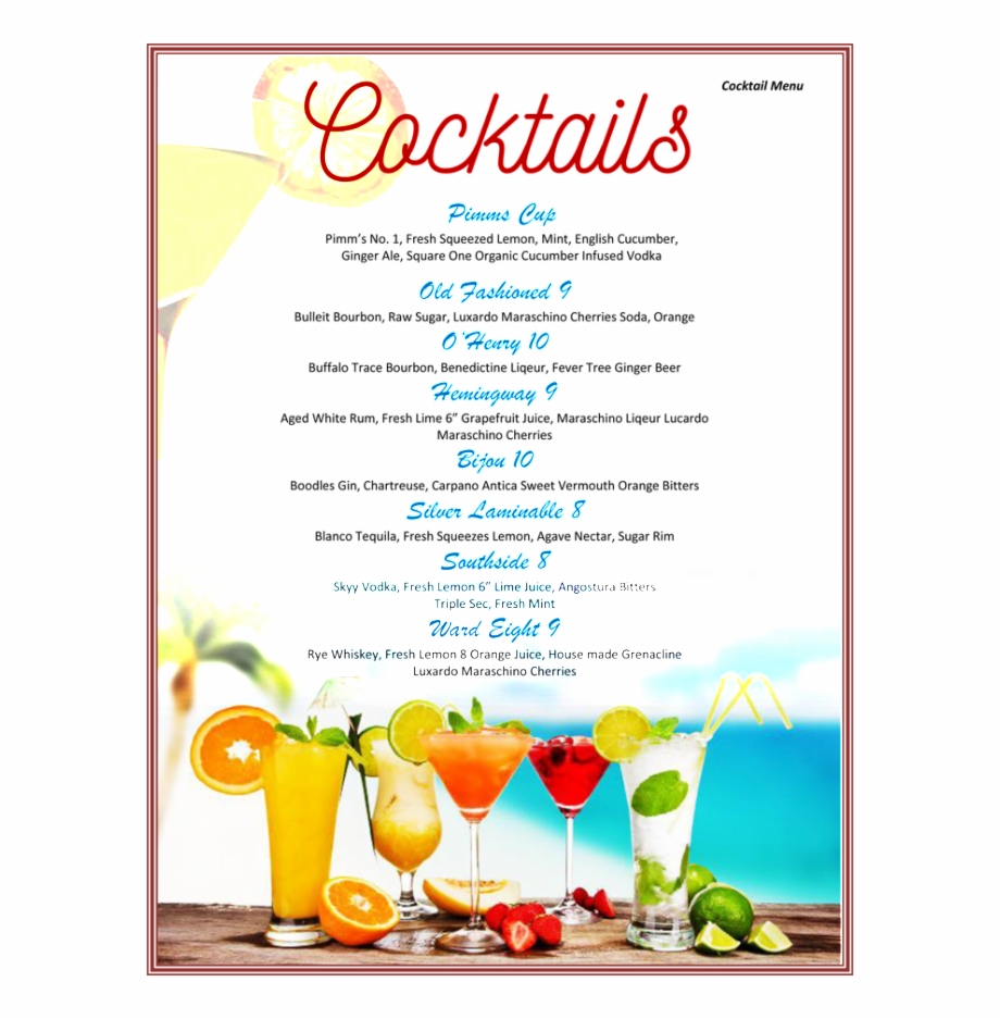 Cocktail Drinks Menu Template Free 239534 - Cocktail Menu Intended For Cocktail Menu Template Word Free