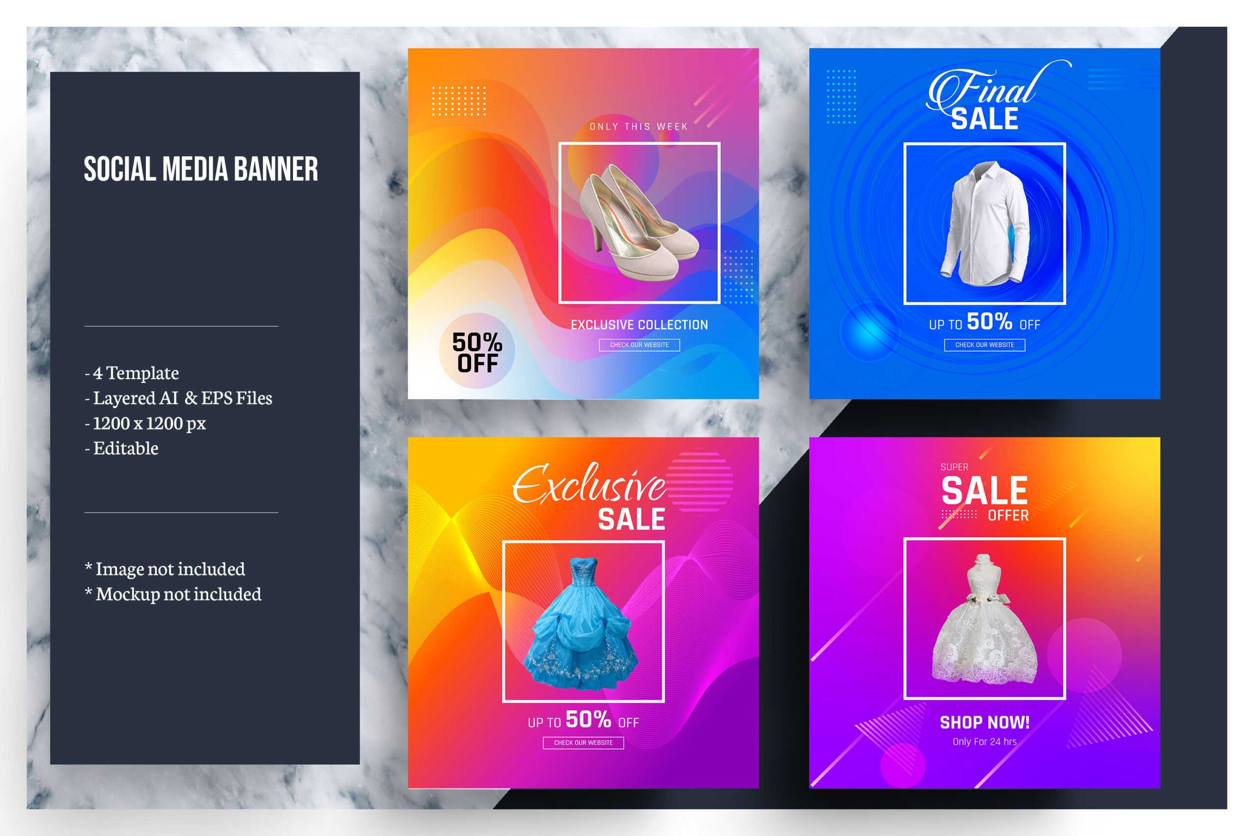 Colorful Social Media Banner Template With Product Banner Template