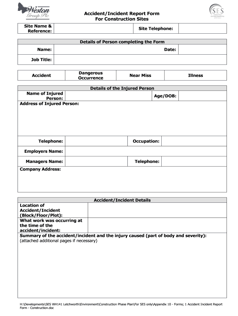 Construction Incident Report Template – Fill Online Intended For Incident Summary Report Template