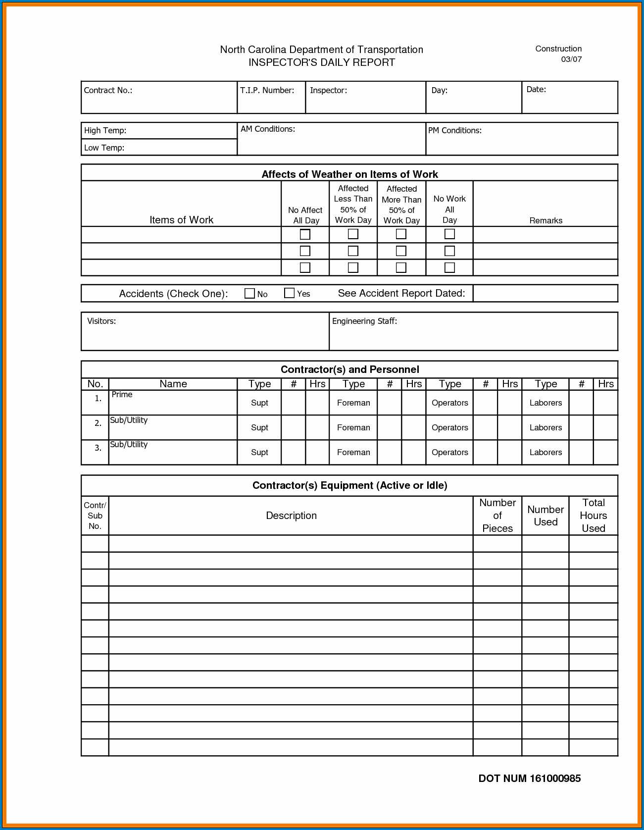 Contractor Daily Report – Karan.ald2014 Throughout Daily Inspection Report Template