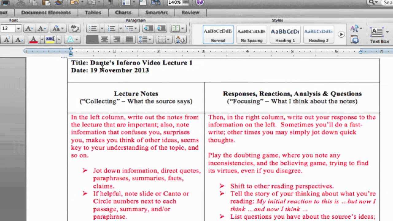 Cornell Notes / Double Entry Journal – Home – Libguides At Pertaining To Double Entry Journal Template For Word