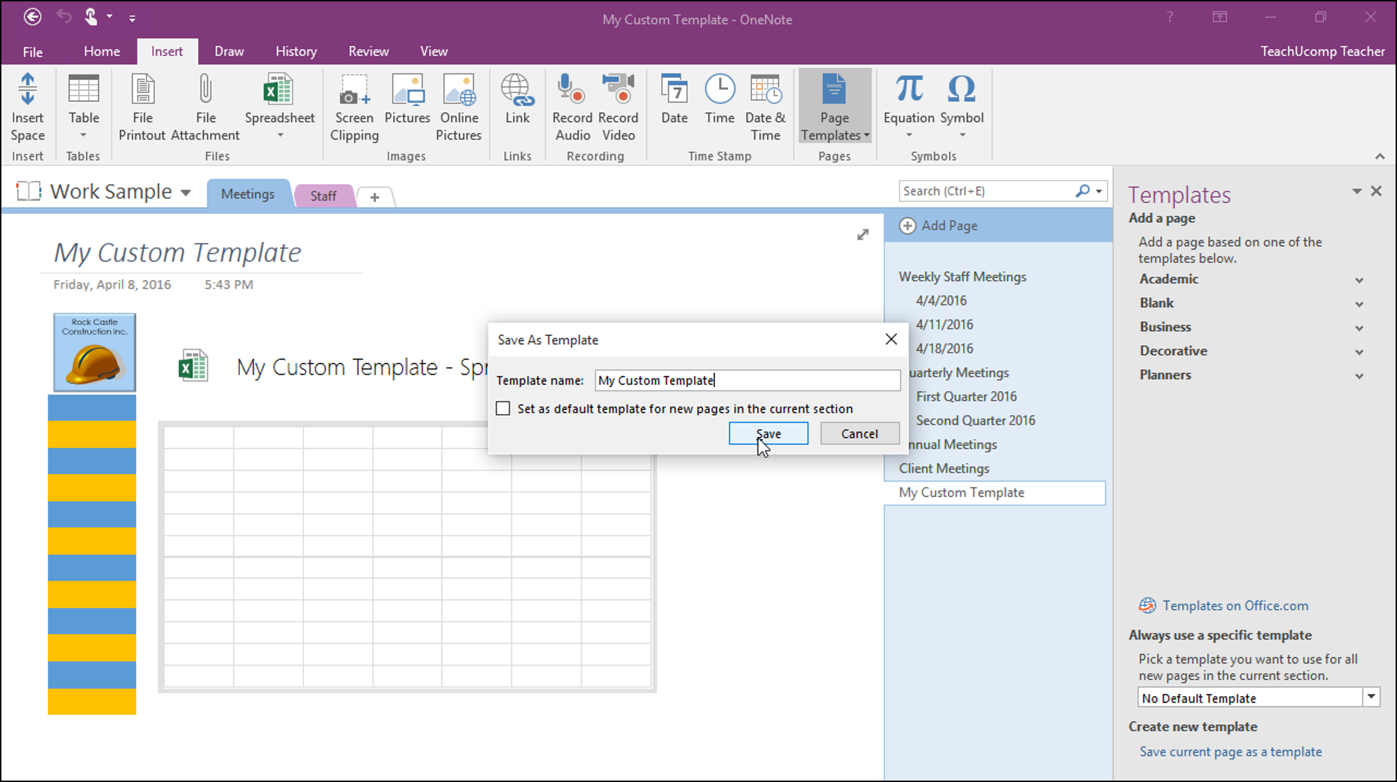 Create A Template In Onenote – Tutorial – Teachucomp, Inc. In How To Create A Template In Word 2013