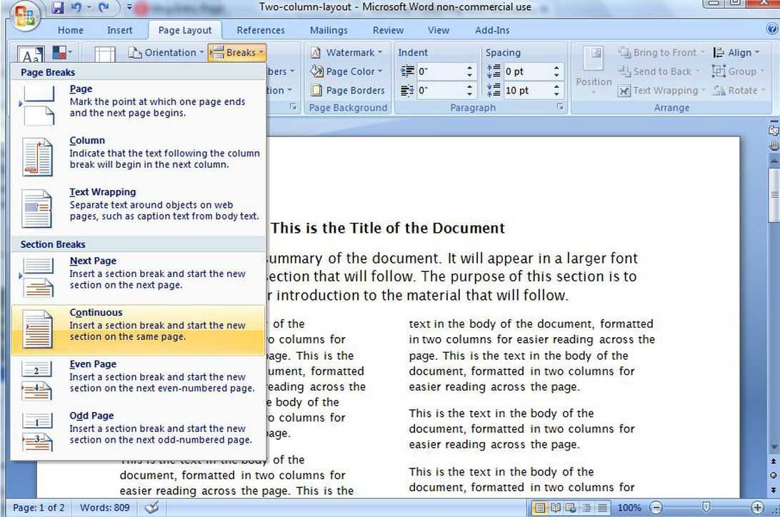Create A Two Column Document Template In Microsoft Word – Cnet Pertaining To How To Insert Template In Word