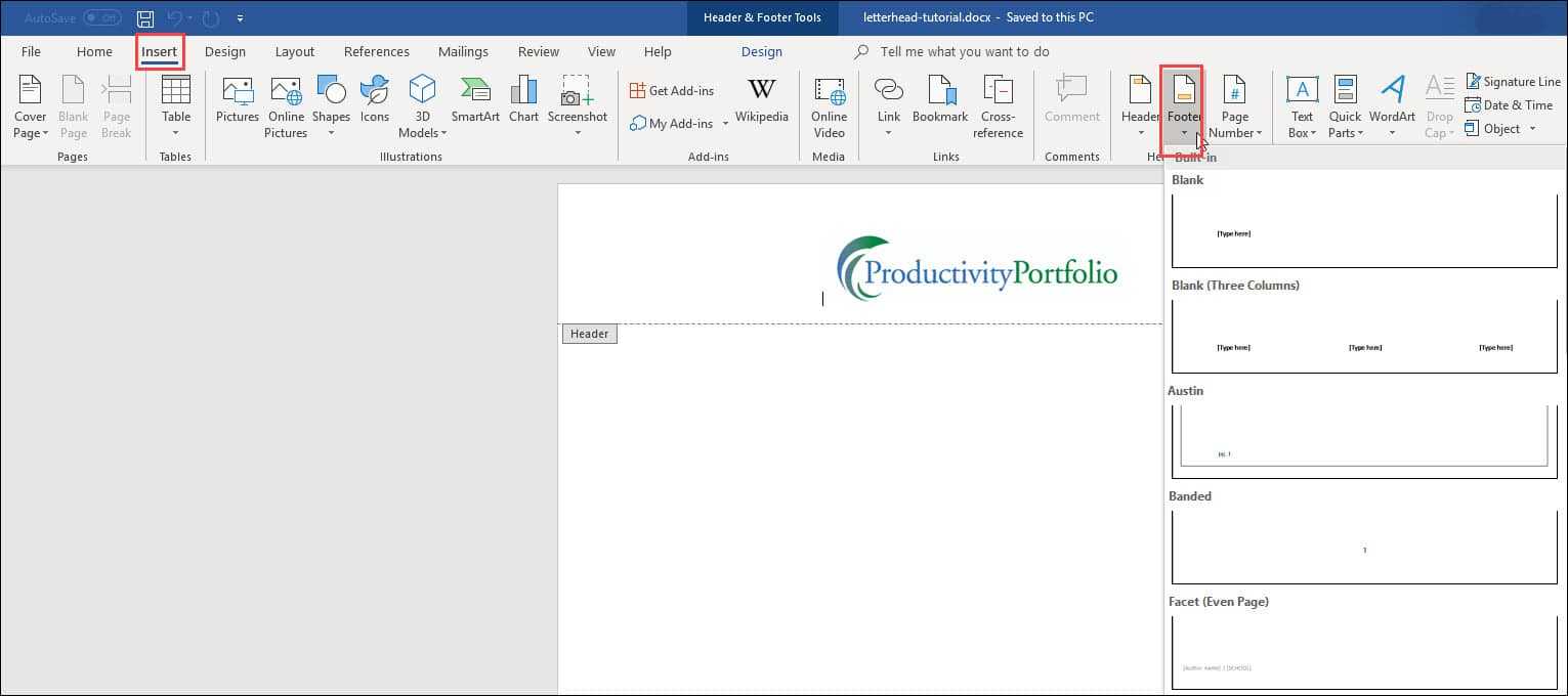 Create A Word Letterhead Template | Productivity Portfolio Pertaining To How To Create A Letterhead Template In Word