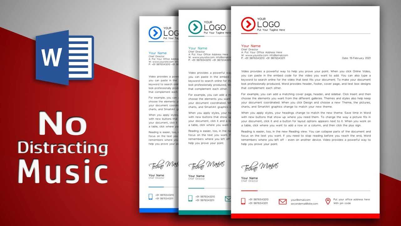 Create Modern Letterhead In Ms Word | No Distracting Music | Free Template Pertaining To Word Stationery Template Free
