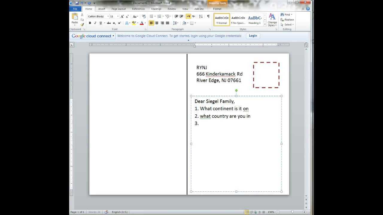 Creating A Postcard In Word For Microsoft Word 4X6 Postcard Template