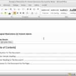 Creating A Table Of Contents In A Word Document – Part 1 Inside Microsoft Word Table Of Contents Template