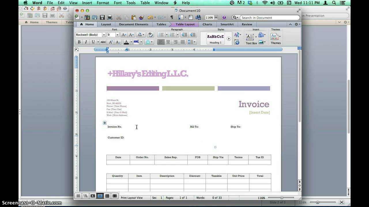 Creating Invoices Using Microsoft Word Templates Within Invoice Template Word 2010
