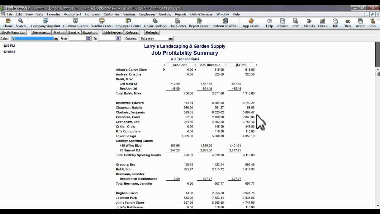 Creating Job Cost Reports In Quickbooks With Regard To Quick Book Reports Templates