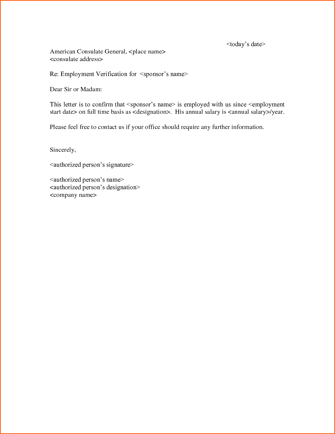 Creative Employment Verification Letter Example For Current With Regard To Employment Verification Letter Template Word