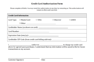 Credit Card Authorization Form Templates [Download] within Credit Card Authorization Form Template Word