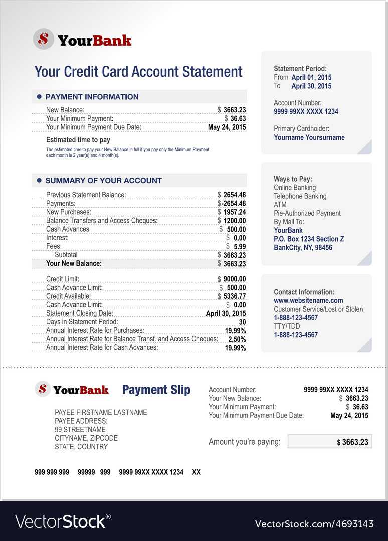 Credit Card Bank Account Statement Template In Blank Bank Statement Template Download