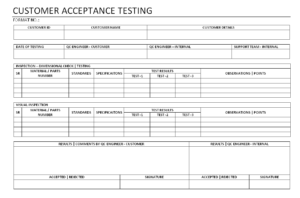 Customer Acceptance Testing - pertaining to Acceptance Test Report Template