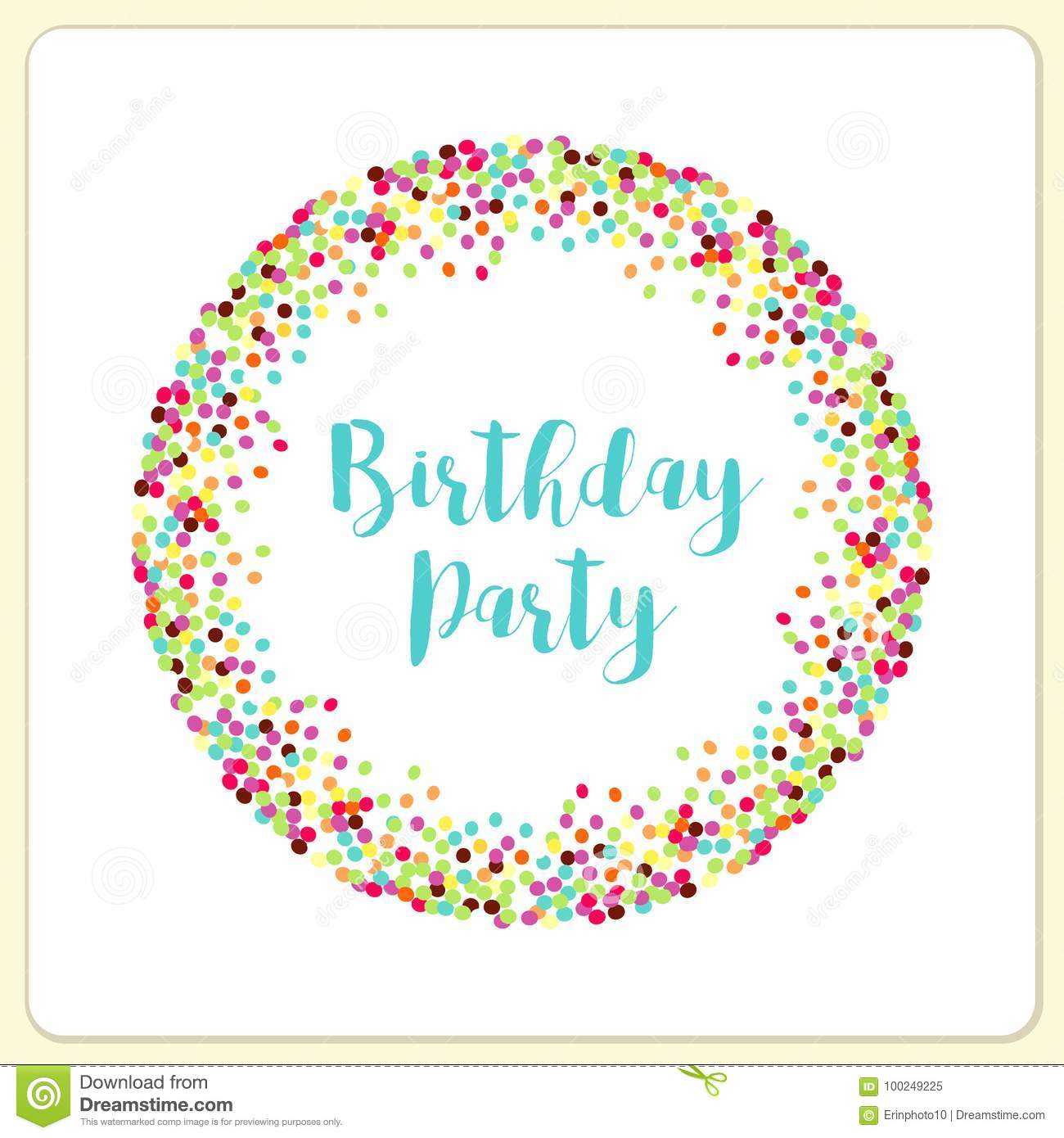 Cute Confetti Frame Template For Your Decoration Stock Within Sweet 16 Banner Template