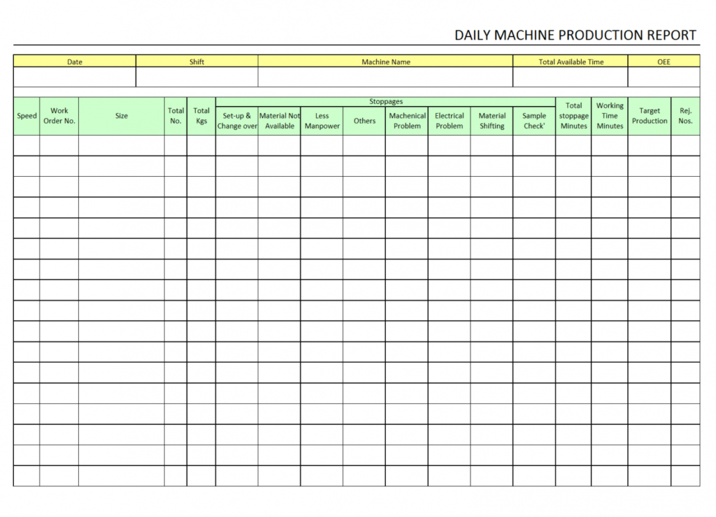 Daily Production Report Template Inside Production Status Report ...