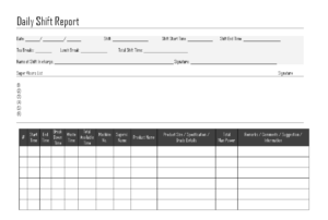 Daily Shift Report - in Shift Report Template