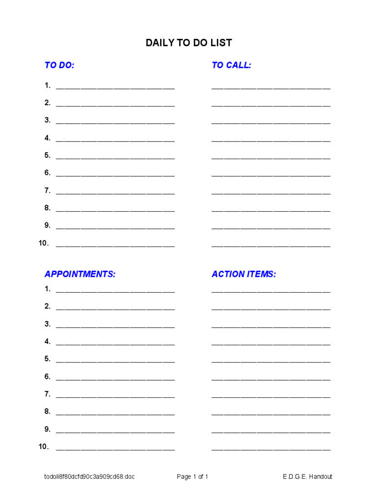 Daily To Do List Template – 5 Free Templates In Pdf, Word Within Daily Task List Template Word