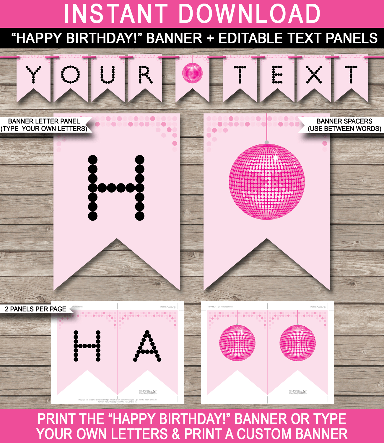 Dance Party Banner Template – Pink In Free Printable Party Banner Templates