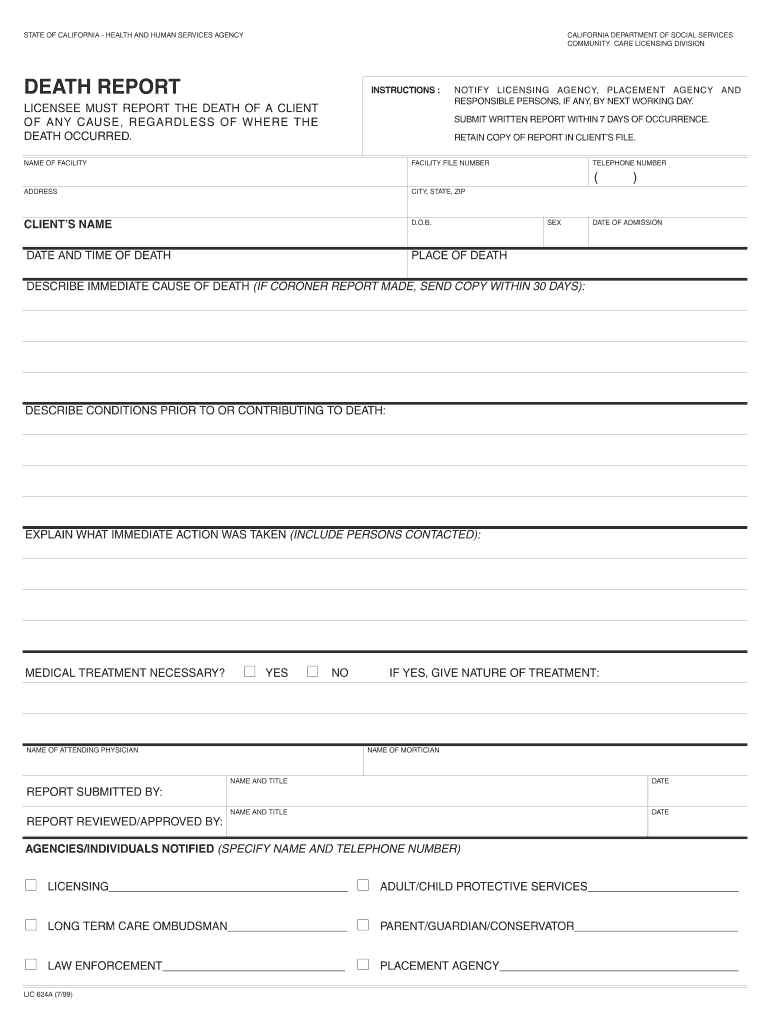 Death Report Form – Fill Out And Sign Printable Pdf Template | Signnow Throughout Hurt Feelings Report Template