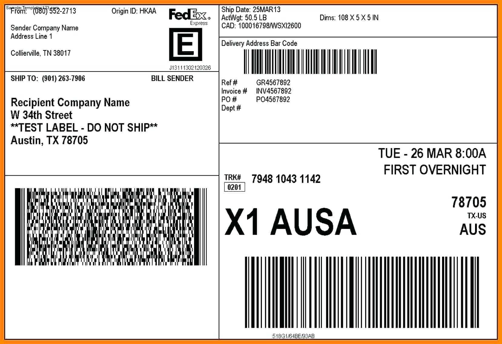 Delivery Document Template – Bestawnings Regarding Fedex Label Template Word