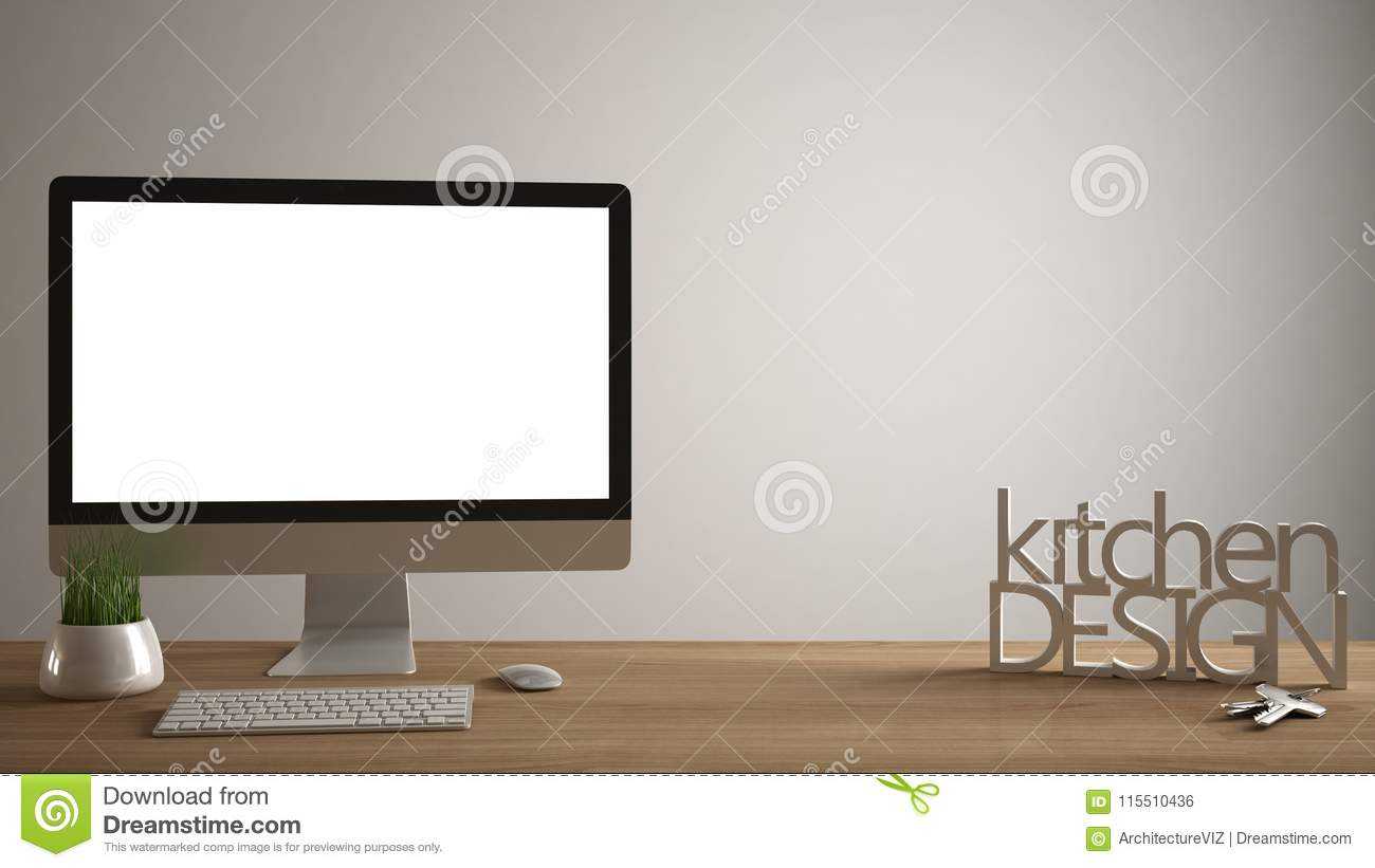 Desktop Mockup, Template, Computer On Wooden Work Desk With Pertaining To Making Words Template