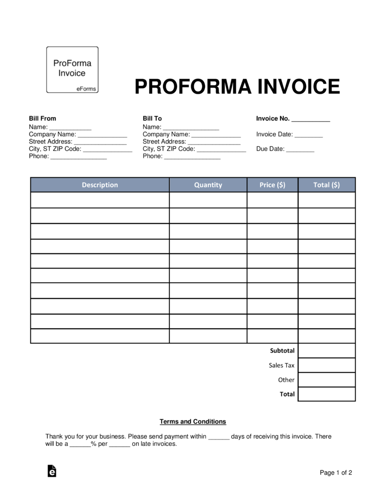 Download A Proforma Invoice For 2019 | Template Samples Intended For Free Proforma Invoice Template Word