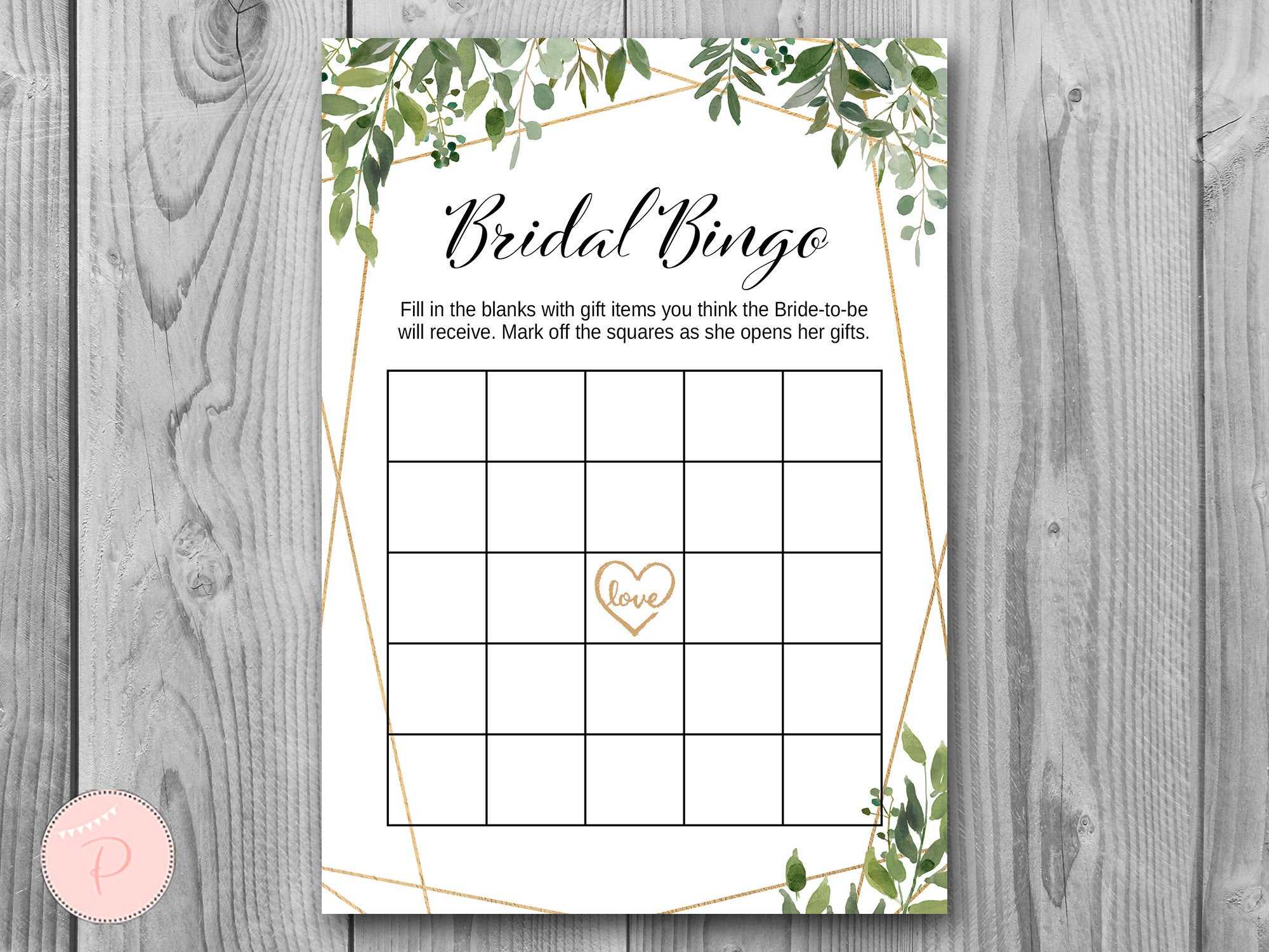 Download Greenery Bridal Shower Bingo Within Blank Bridal Shower Bingo Template