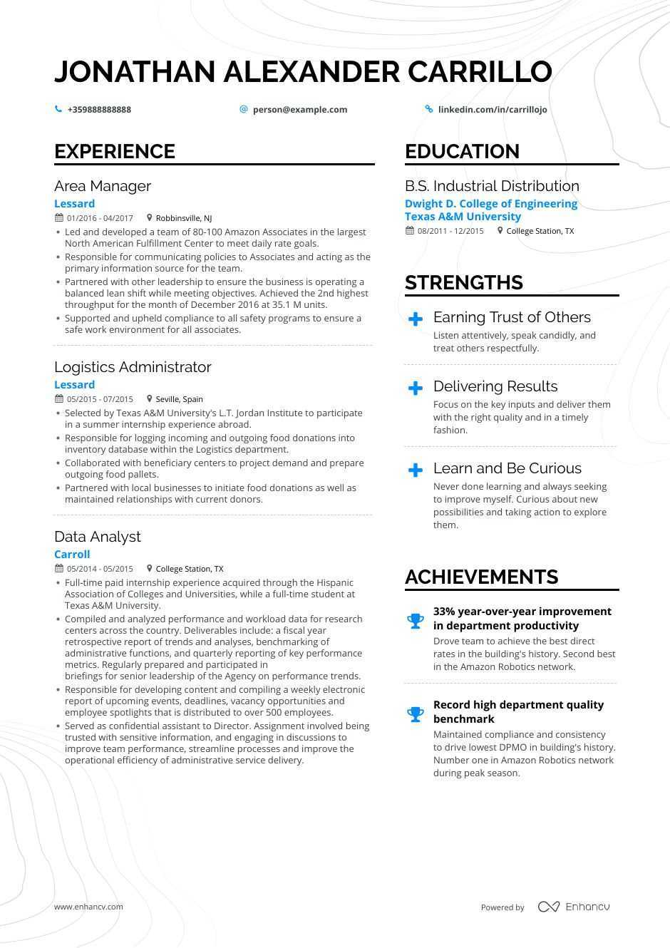 Download: Operations Manager Resume Example For 2020 | Enhancv With Operations Manager Report Template