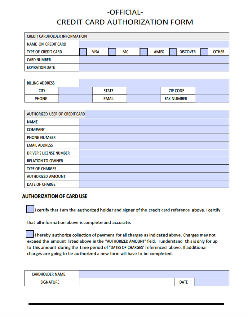 Download Sample Credit Card Authorization Form Template Throughout Credit Card Authorization Form Template Word