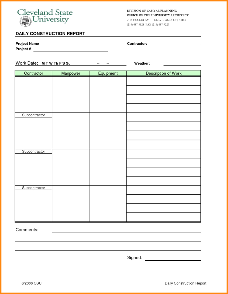 Driver Daily Log Sheet Template And 9 Construction Daily In Daily Report Sheet Template