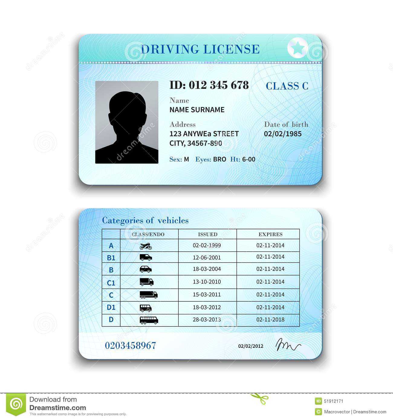 Driver License Illustration Stock Vector – Illustration Of Intended For Blank Drivers License Template
