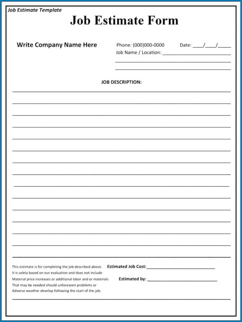 √ Free Printable Contractor Estimate Template | Templateral With Blank Estimate Form Template
