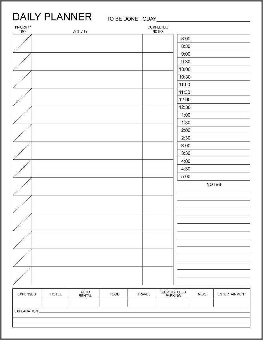 √ Free Printable Daily Planner Template | Templateral Intended For Printable Blank Daily Schedule Template
