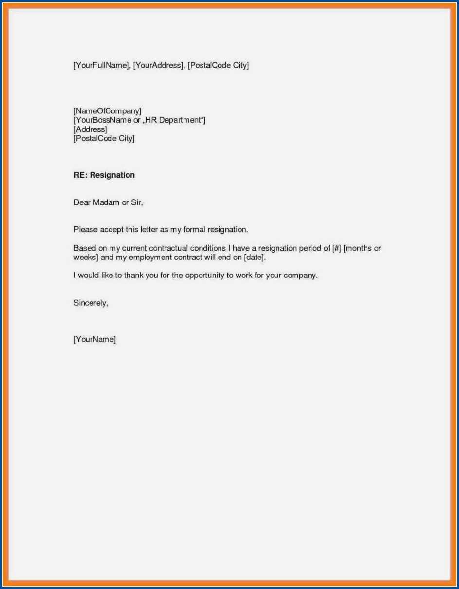 √ Free Printable Resignation Letter Two Weeks Notice In Two Week Notice Template Word
