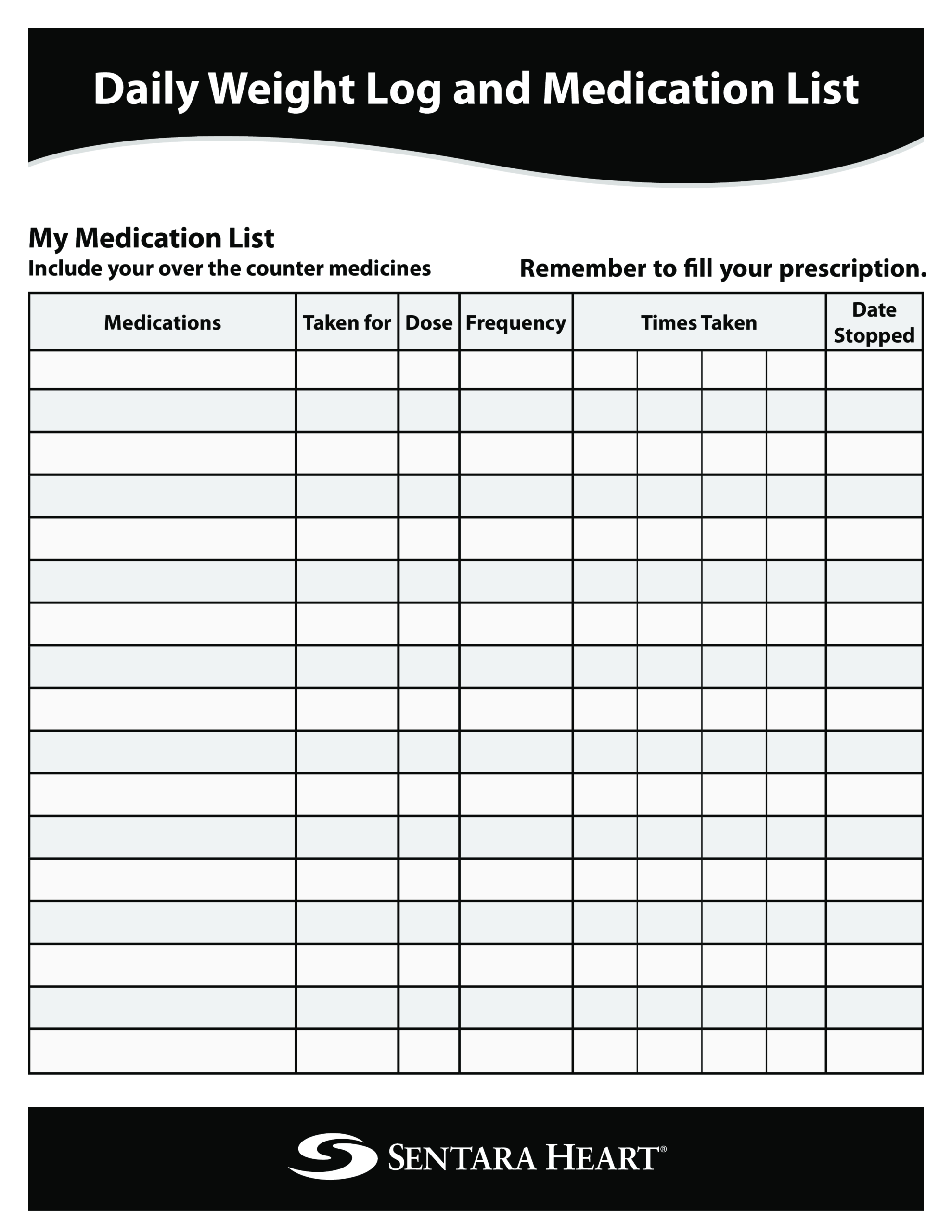 免费Daily Medication List Printable | 样本文件在 With Regard To Blank Medication List Templates