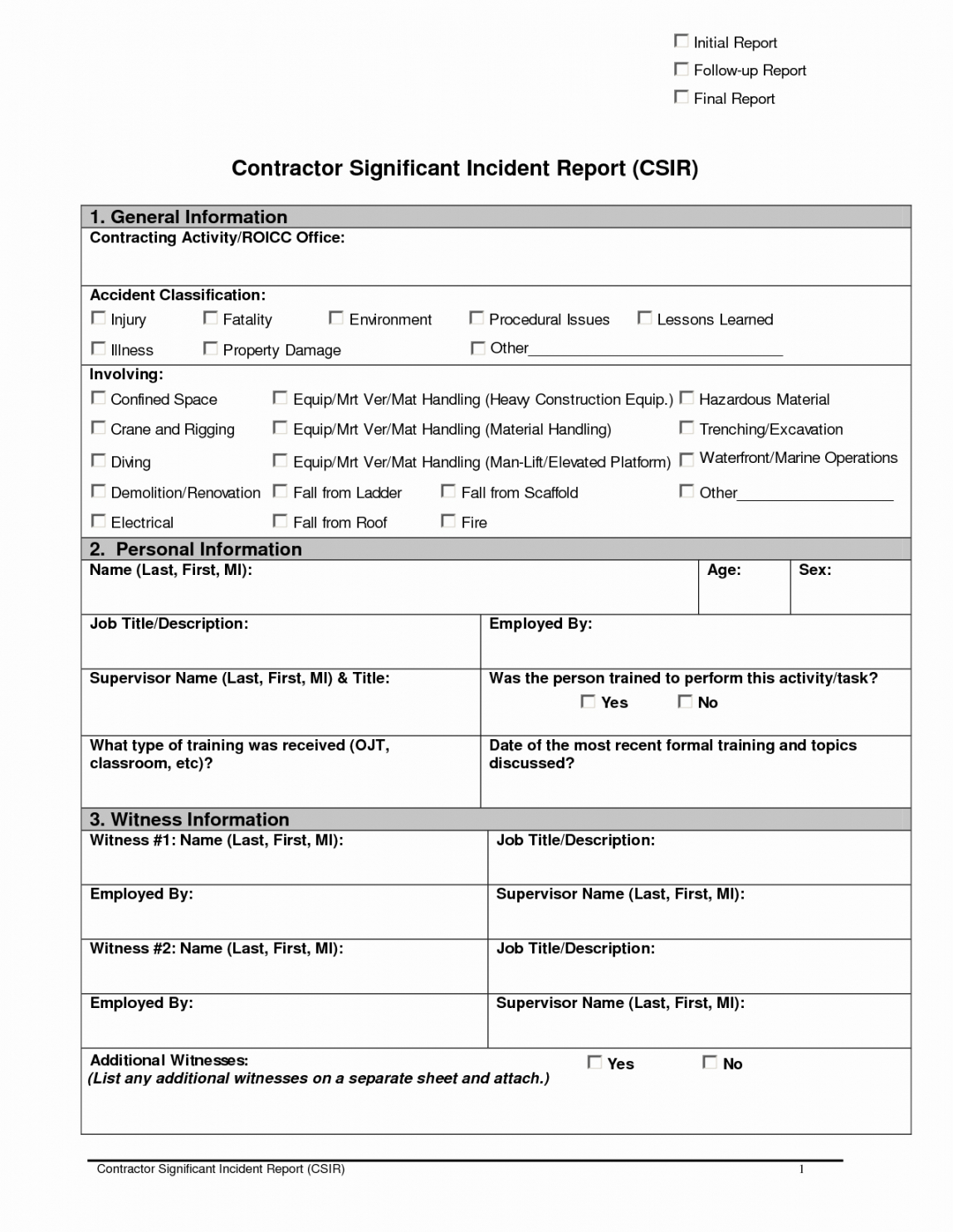Editable Accident Estigation Form Template Uk Report Format Inside Investigation Report Template Doc