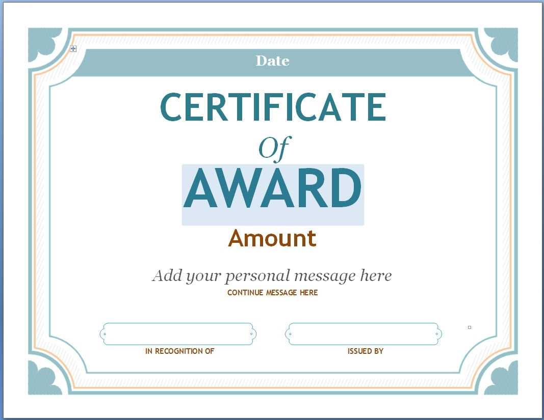 Editable Award Certificate Template In Word #1476 Throughout With Regard To Blank Certificate Of Achievement Template