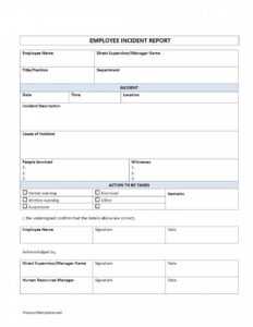 Editable Employee Incident Report Customer Incident Report for Customer Incident Report Form Template